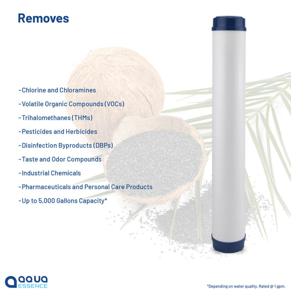 AquaEssence™ Granulated Activated Carbon (GAC), 2.5" x 20", 1100 Iodine Number (PN AES-GAC-2520). 5,000 Gallons Capacity. - Aqua Essence