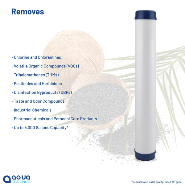 AquaEssence™ Granulated Activated Carbon (GAC), 2.5" x 20", 1100 Iodine Number (PN AES-GAC-2520). 5,000 Gallons Capacity. - Aqua Essence