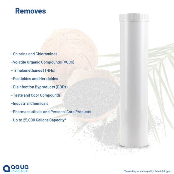 AquaEssence™ Granulated Activated Carbon (GAC), 4.5" x 20", 1100 Iodine Number (PN AES-GAC-4520). 25,000 Gallons Capacity. - Aqua Essence