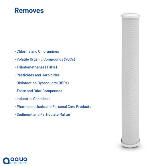 AquaEssence™ High Capacity Carbon Block Filter, 2.5 x 20 in, 5 Microns Filtration (PN: AES-CB-2520) - Aqua Essence