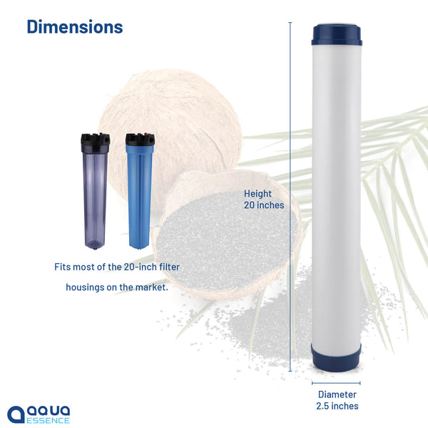 AquaEssence™ Granulated Activated Carbon (GAC), 2.5" x 20", 1100 Iodine Number (PN AES-GAC-2520). 5,000 Gallons Capacity. - Aqua Essence