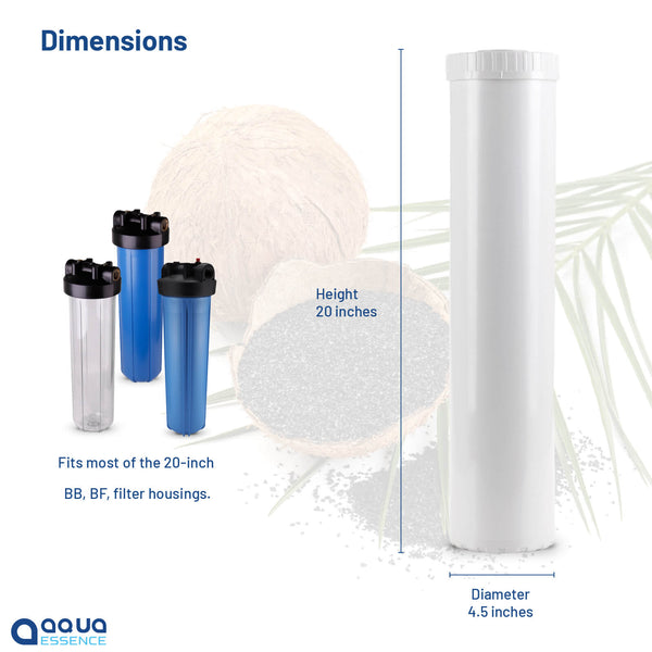 AquaEssence™ Granulated Activated Carbon (GAC), 4.5" x 20", 1100 Iodine Number (PN AES-GAC-4520). 25,000 Gallons Capacity. - Aqua Essence