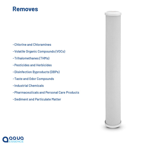 AquaEssence™ High Capacity Carbon Block Filter, 2.5 x 20 in, 5 Microns Filtration (PN: AES-CB-2520) - Aqua Essence