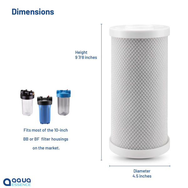 AquaEssence™ High Capacity Carbon Block Filter, 4.5 x 10 in, 5 Microns Filtration (PN: AES-CB-4510) - Aqua Essence