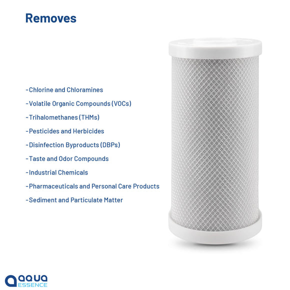 AquaEssence™ High Capacity Carbon Block Filter, 4.5 x 10 in, 5 Microns Filtration (PN: AES-CB-4510) - Aqua Essence