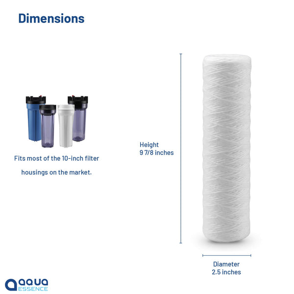 AquaEssence™ High Capacity String Wound Sediment Filter, 2.5 x 10 in, 5 Microns Filtration (PN: AES-WF-2510) - Aqua Essence