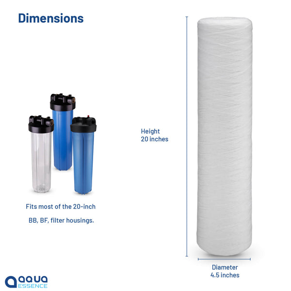 AquaEssence™ High Capacity String Wound Sediment Filter, 4.5 x 20 in, 5 Microns Filtration (PN: AES-WF-4520) - Aqua Essence