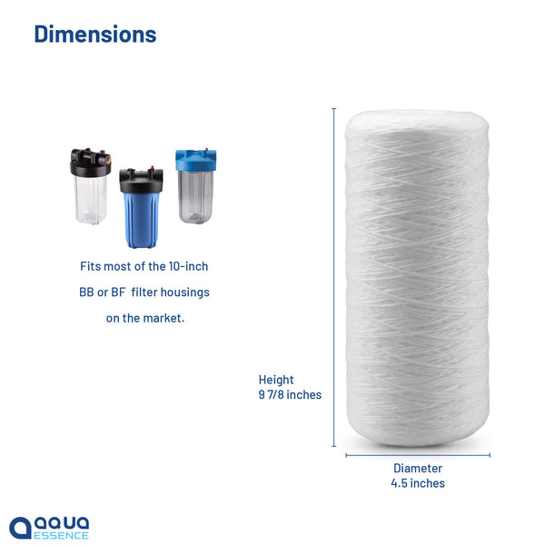 AquaEssence™ High Capacity String Wound Sediment Filter, 4.5 x10 in, 5 Microns Filtration (PN: AES-WF-4510) - Aqua Essence