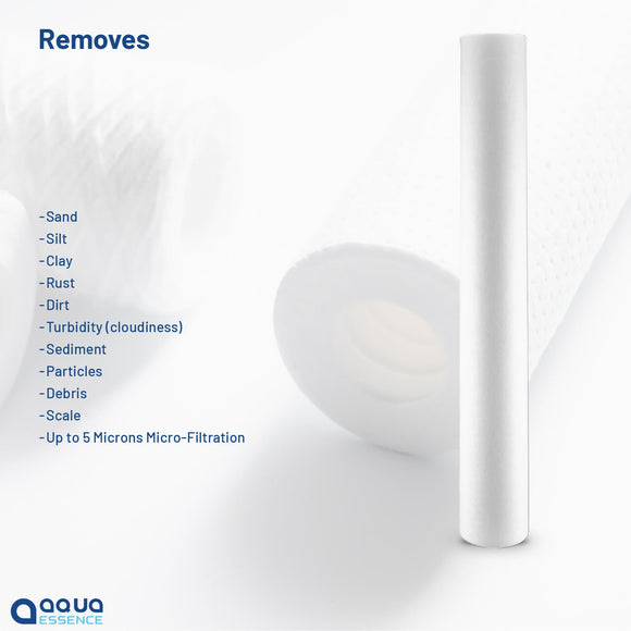 AquaEssence™ MAX Depth Filtration Sediment Filter, 2.5 x 20 in, 5 Microns Filtration (PN: AES-DF-2520, Compatible with P5-20 / 155016-43, SDC-25-2005 and other 20" x 2.5" spun PP ) - Aqua Essence
