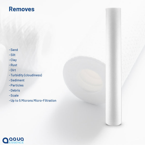 AquaEssence™ MAX Depth Filtration Sediment Filter, 2.5 x 20 in, 5 Microns Filtration (PN: AES-DF-2520, Compatible with P5-20 / 155016-43, SDC-25-2005 and other 20" x 2.5" spun PP ) - Aqua Essence