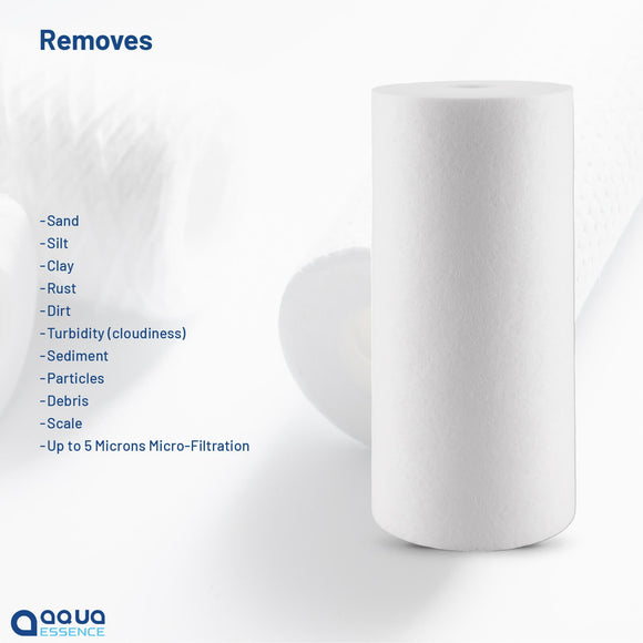 AquaEssence™ MAX Depth Filtration Sediment Filter, 4.5 x 10 in, 5 Microns Filtration (PN: AES-DF-4510, Compatible with qua-Pure AP810, Pentek DGD-5005 and more in Description) - Aqua Essence
