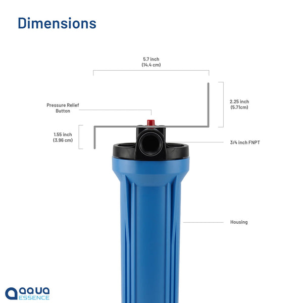 AquaEssence™ Mini Twin-Stage Whole House Water Filtration System - 5 microns Grroved Sediment + High Capacity Activated Carbon, 30K Gallons Capacity (PN AES-WHTW) - Aqua Essence
