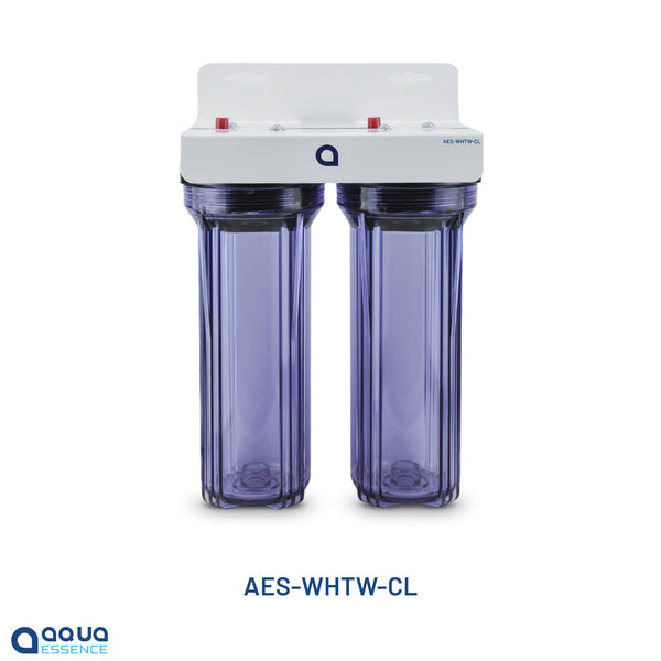 AquaEssence™ Mini Twin-Stage Whole House Water Filtration System - 5 microns Grroved Sediment + High Capacity Activated Carbon, 30K Gallons Capacity (PN AES-WHTW) - Aqua Essence