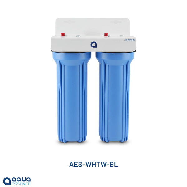 AquaEssence™ Mini Twin-Stage Whole House Water Filtration System - 5 microns Grroved Sediment + High Capacity Activated Carbon, 30K Gallons Capacity (PN AES-WHTW) - Aqua Essence