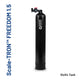Black cylindrical water filter tank with 'Aqua Essence' branding on a white background