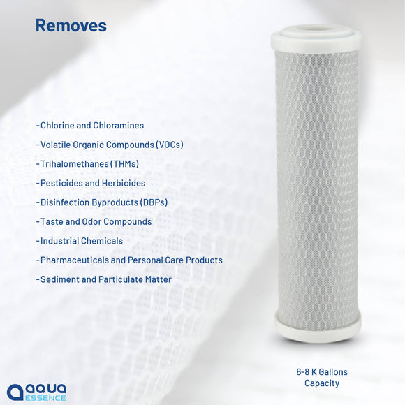 AquaEssence™ High Capacity Carbon Block Cartridge Filter, 2.5 x 10 in, 5 Microns Filtration (PN: AES-CB-251005) - Aqua Essence