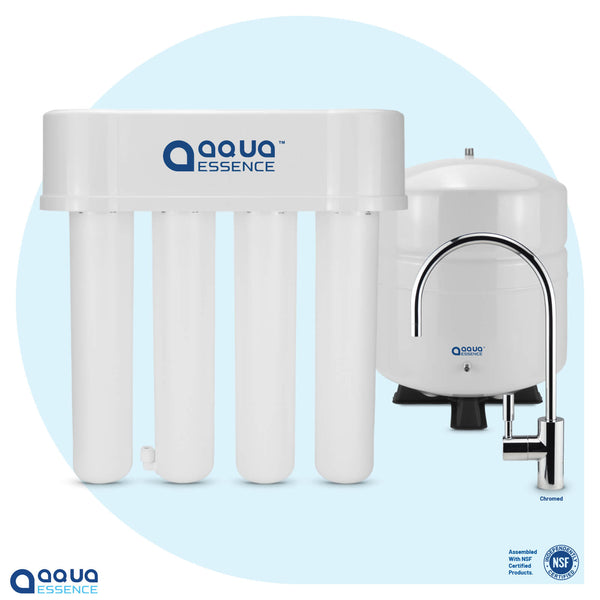 AquaEssence™ Twist RO Reverse Osmosis System, Chrome Pleated Faucet, 75 gpd (PN AES-TRO75) - Aqua Essence