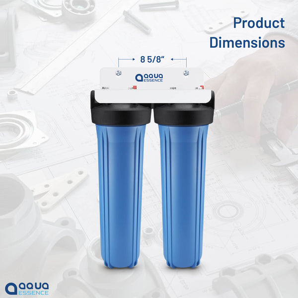 Whole House TWIN Filtration System - 30 microns Pleated Sediment + High Capacity Carbon Block, 100K Gallons Capacity (PN AES-WH4520-TWIN) - Aqua Essence